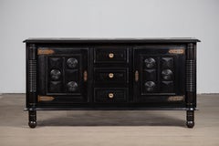 Large French Ebonized Oak Art Deco Sideboard, Charles Dudouyt, France, C1940s