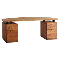 Large French Elmwood Desk by Seltz, 1980s