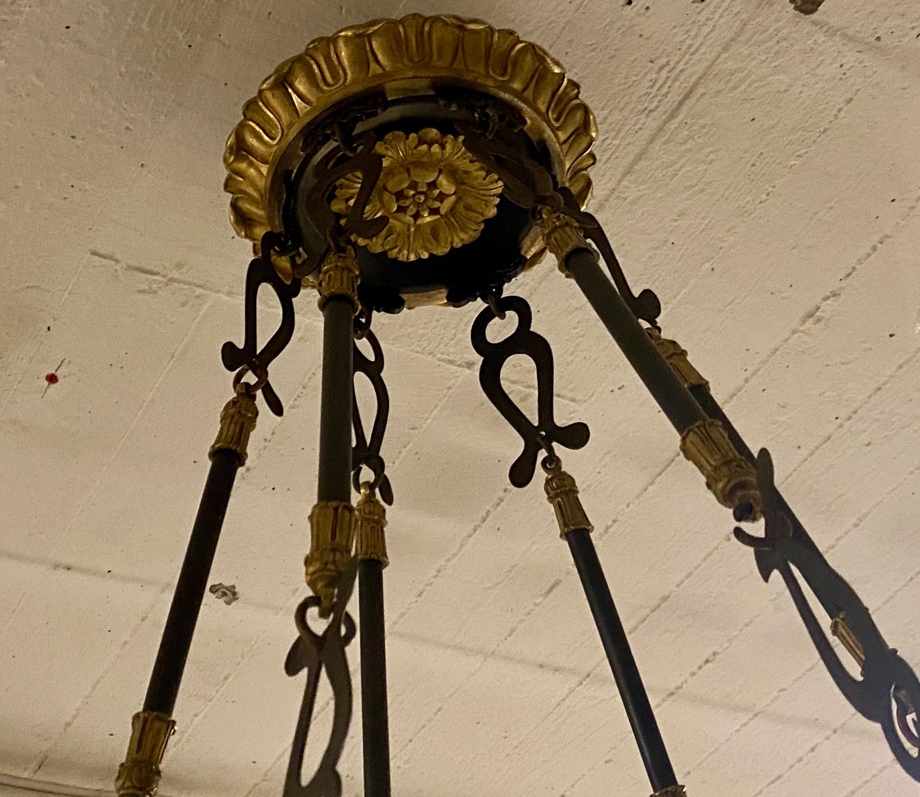 Large French Empire bronze chandelier. 2