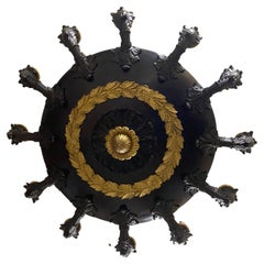 Large French Empire bronze chandelier.