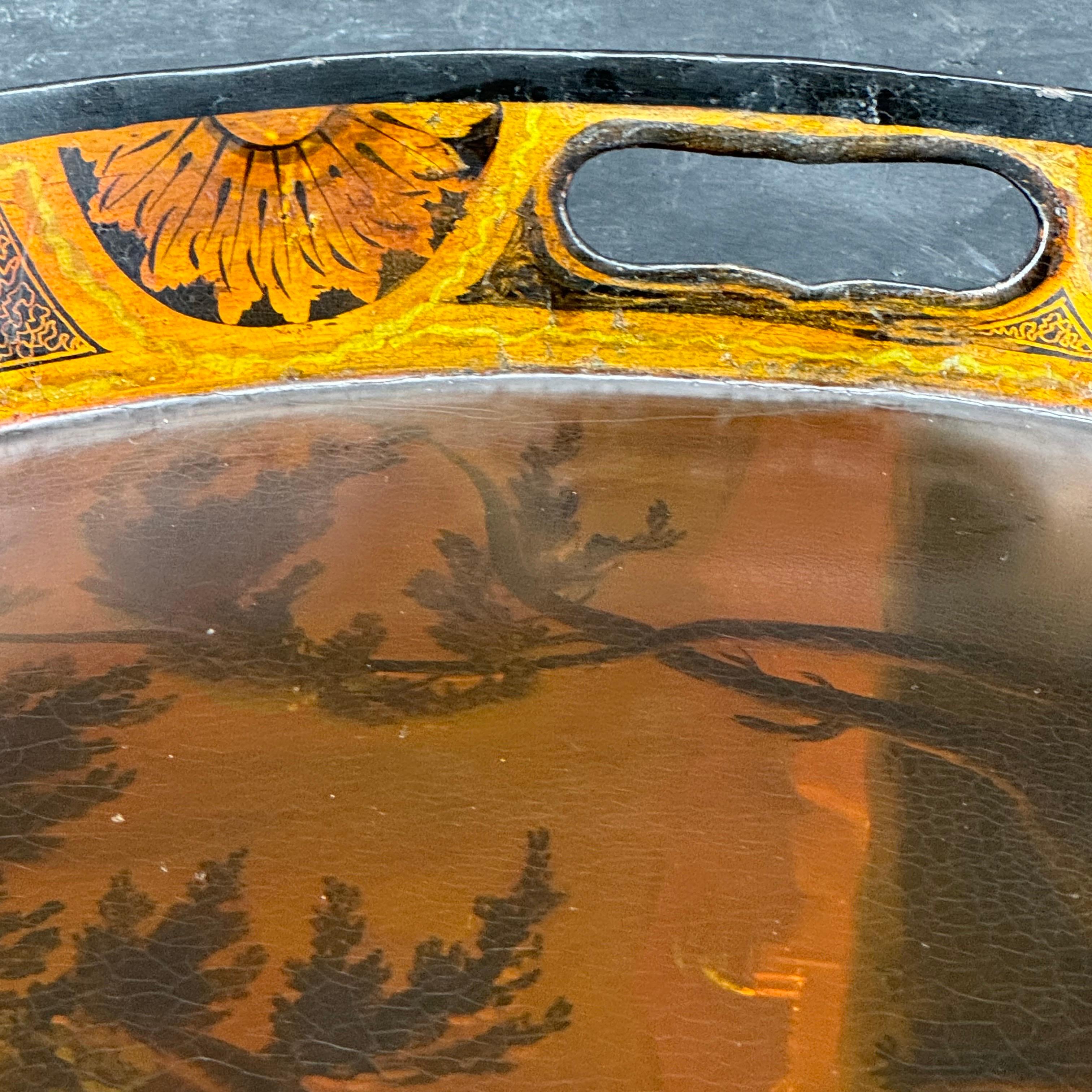 Gran bandeja ovalada pintada con motivos costeros del Imperio francés en venta 6