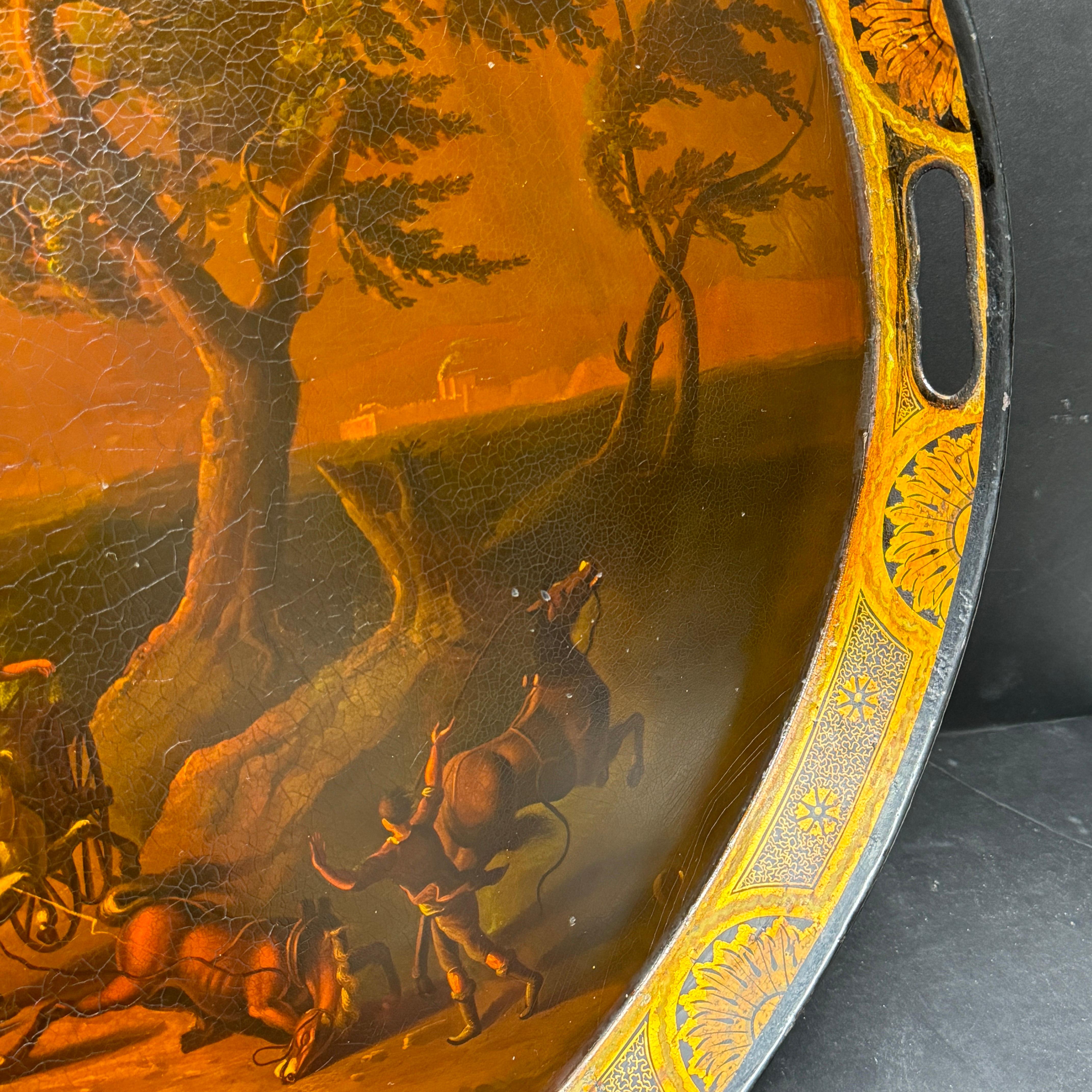 Gran bandeja ovalada pintada con motivos costeros del Imperio francés en venta 8
