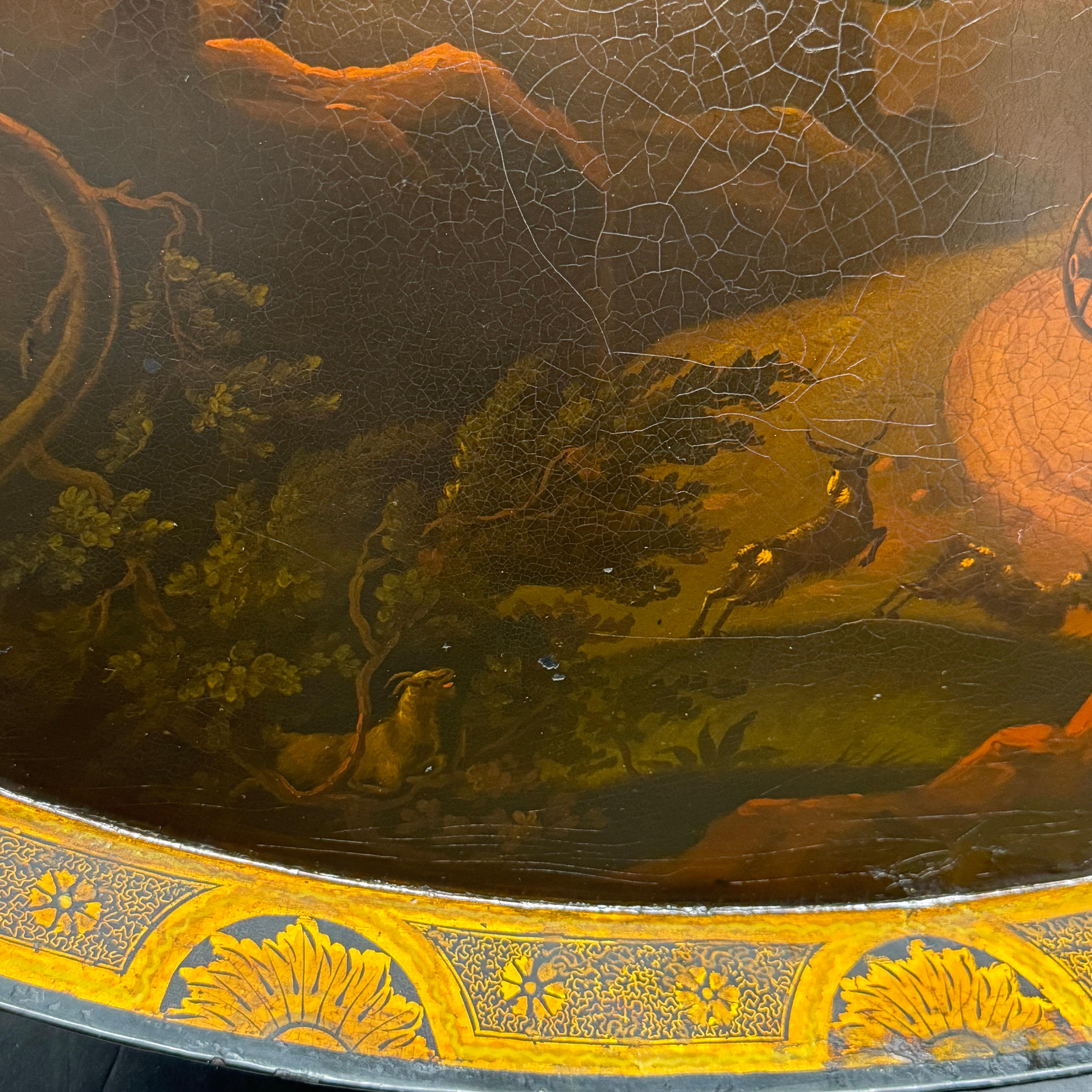 Gran bandeja ovalada pintada con motivos costeros del Imperio francés en venta 12