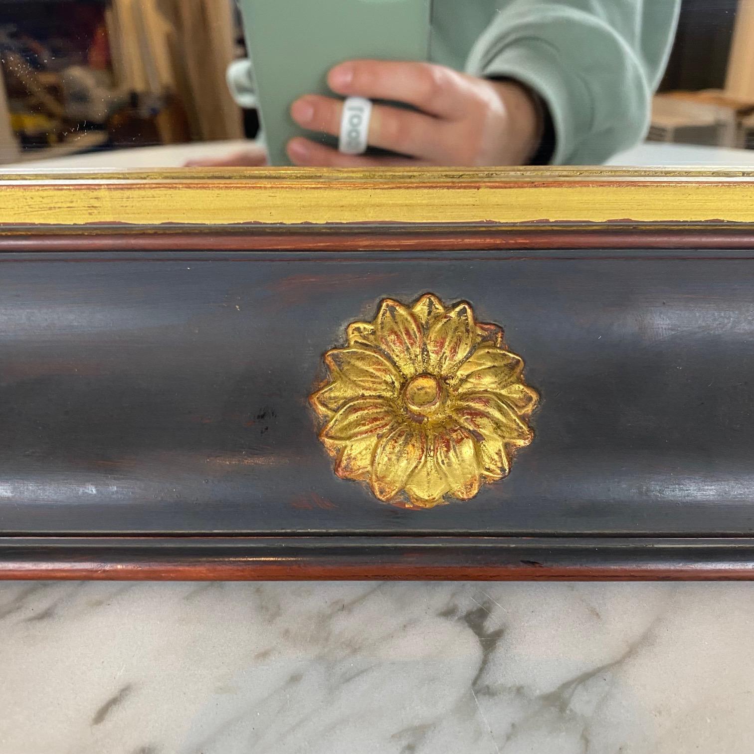 Large French Empire Ebony Black and Gold Carved Giltwood and Gesso Mirror In Good Condition For Sale In Hopewell, NJ