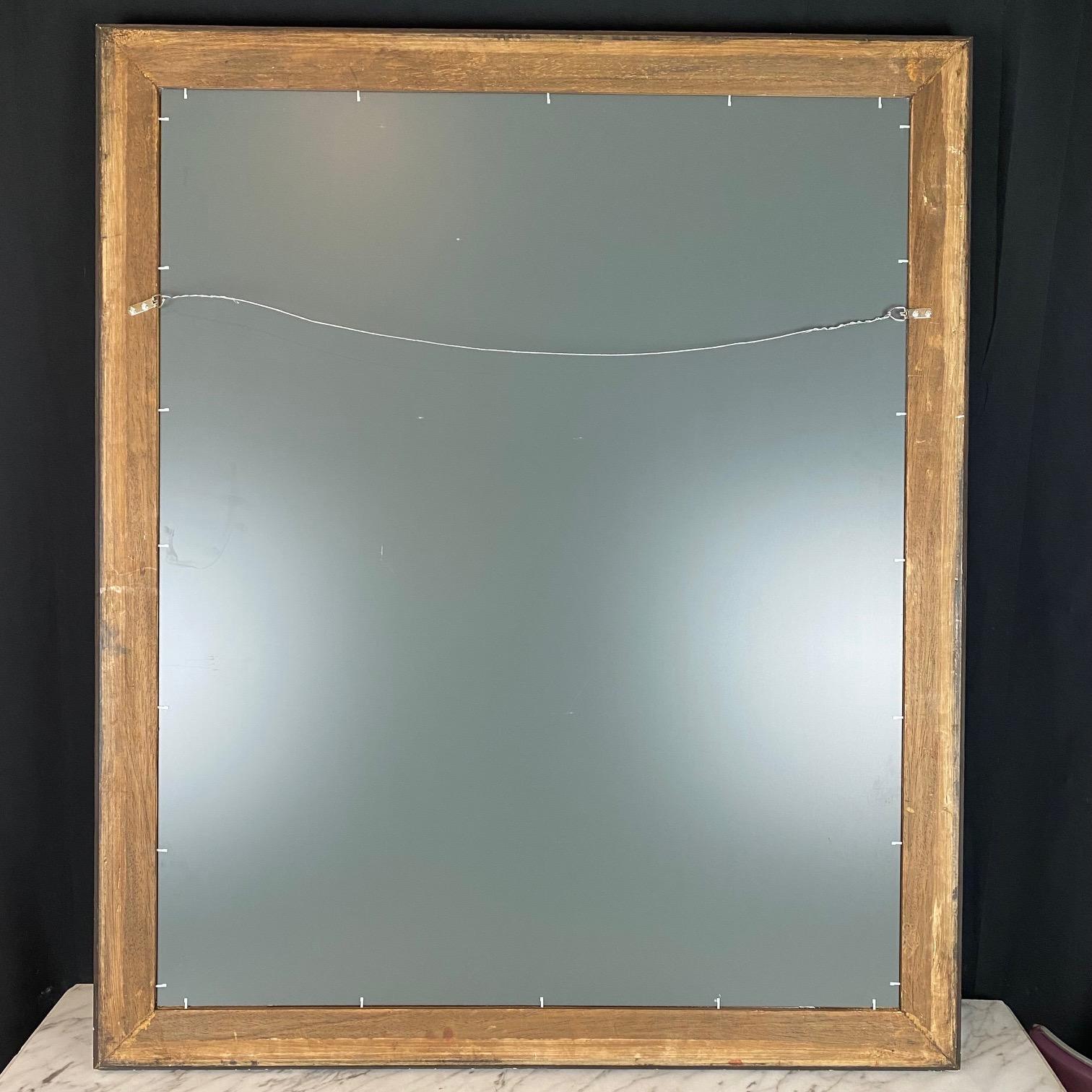 Large French Empire Ebony Black and Gold Carved Giltwood and Gesso Mirror For Sale 4