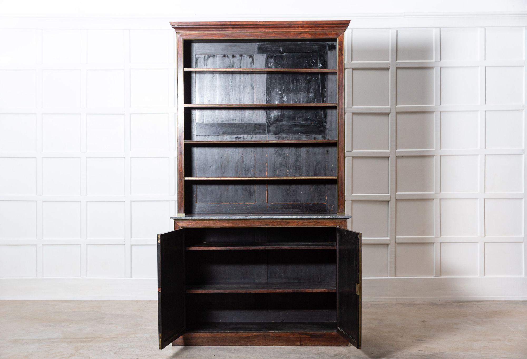 circa 1900
Large French Empire mahogany & marble bookcase cabinet

W128 x D42 x H234 cm
Base W124 x D42 x H88 cm
Top W128 x D23 x H146 cm.
