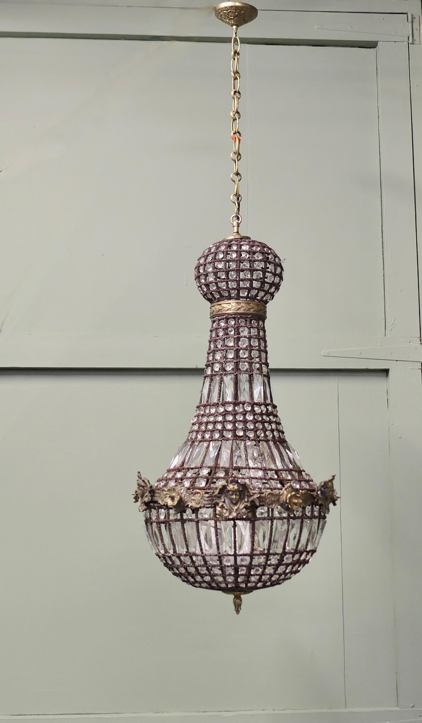 Grand lustre à ballons de style Empire français Une belle pièce Bon état - En vente à Godshill, Isle of Wight