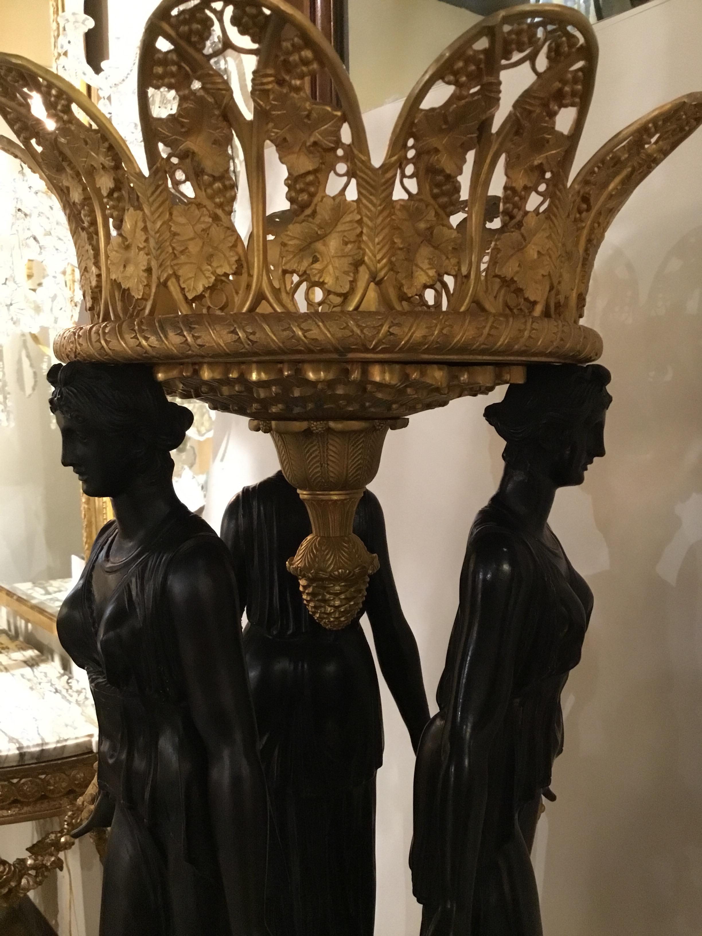 Pair of  French Empire ormolu and Patinated Bronze Centrepieces For Sale 4