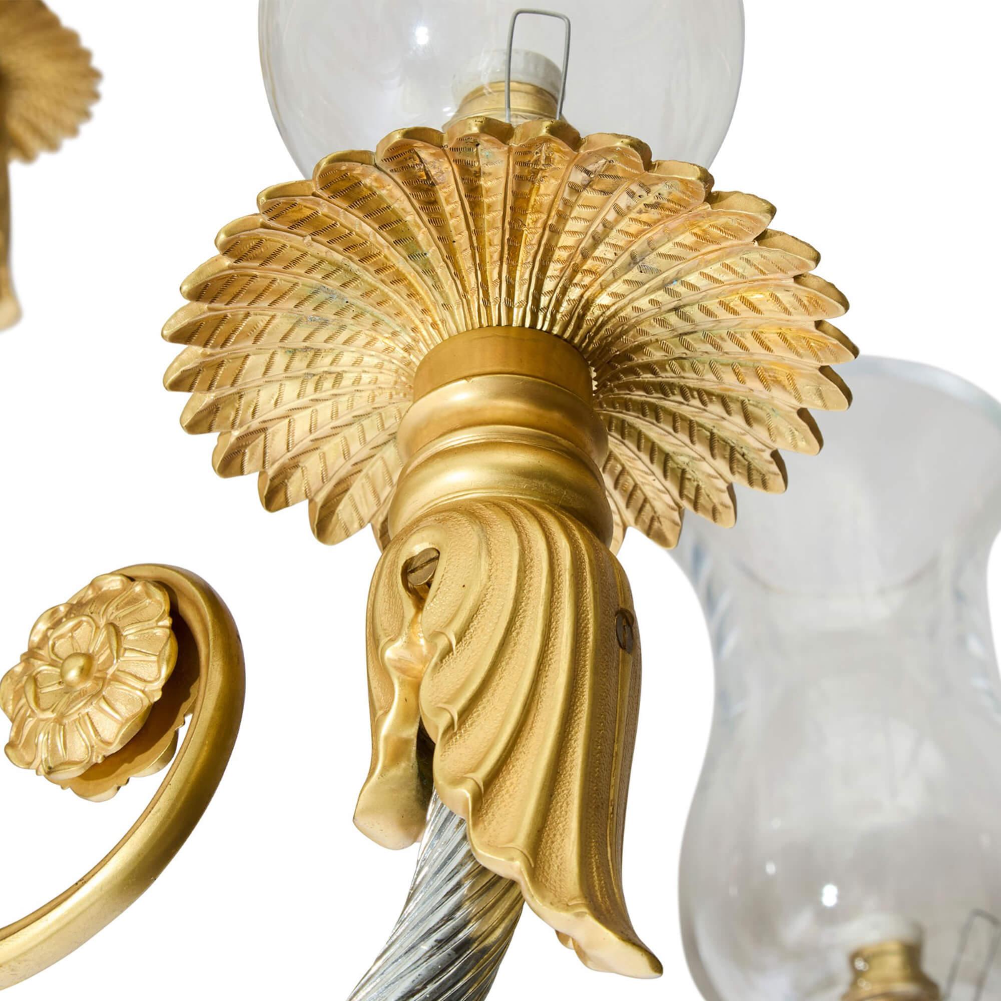 Large French Empire Style Gilt and Patinated Bronze Chandelier For Sale ...