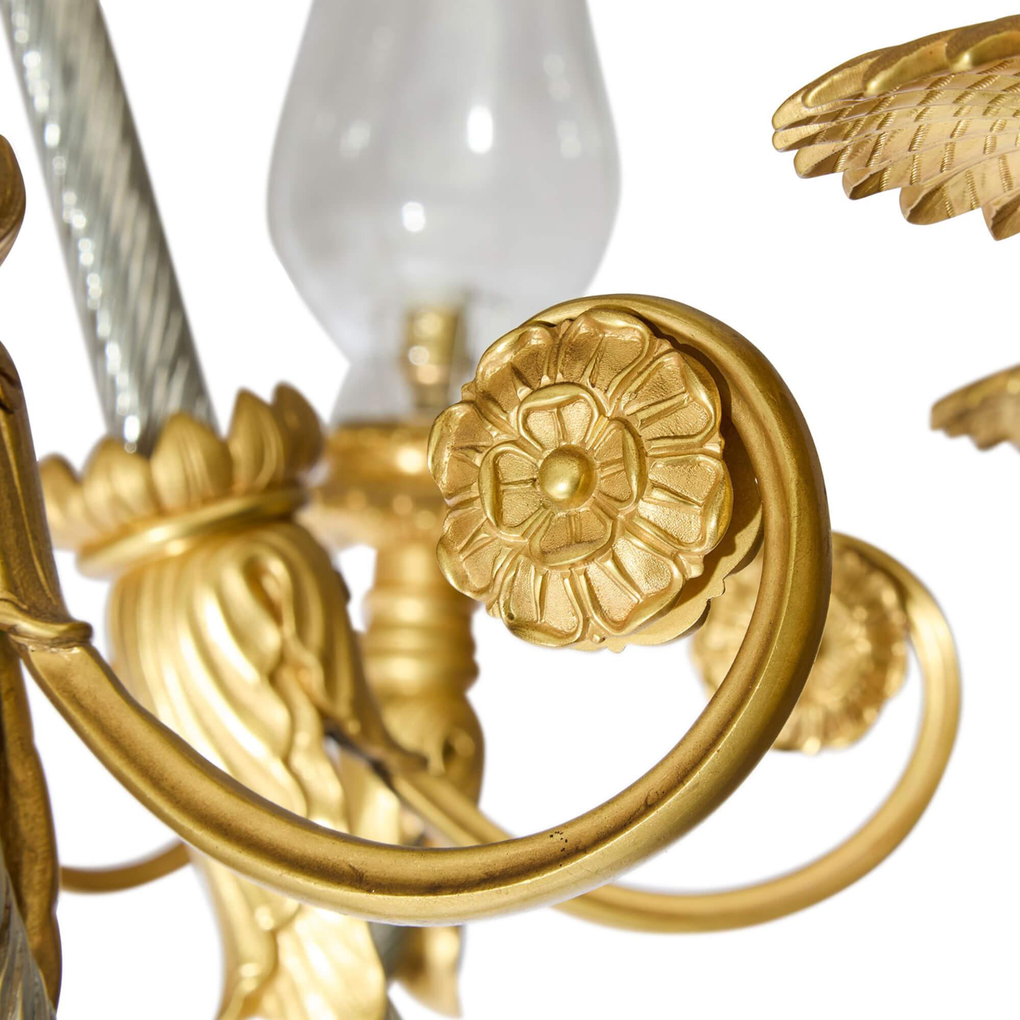 Large French Empire Style Gilt and Patinated Bronze Chandelier For Sale ...