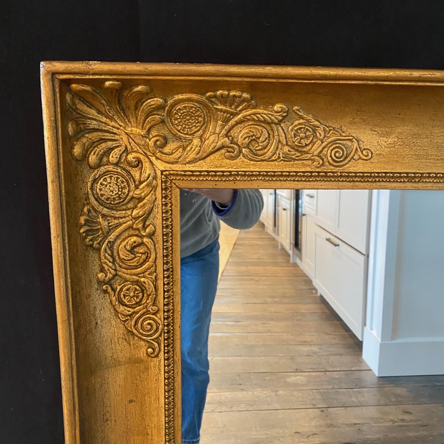 Large French Empire Style Mirror with Gold Gilt Finish  In Good Condition For Sale In Hopewell, NJ