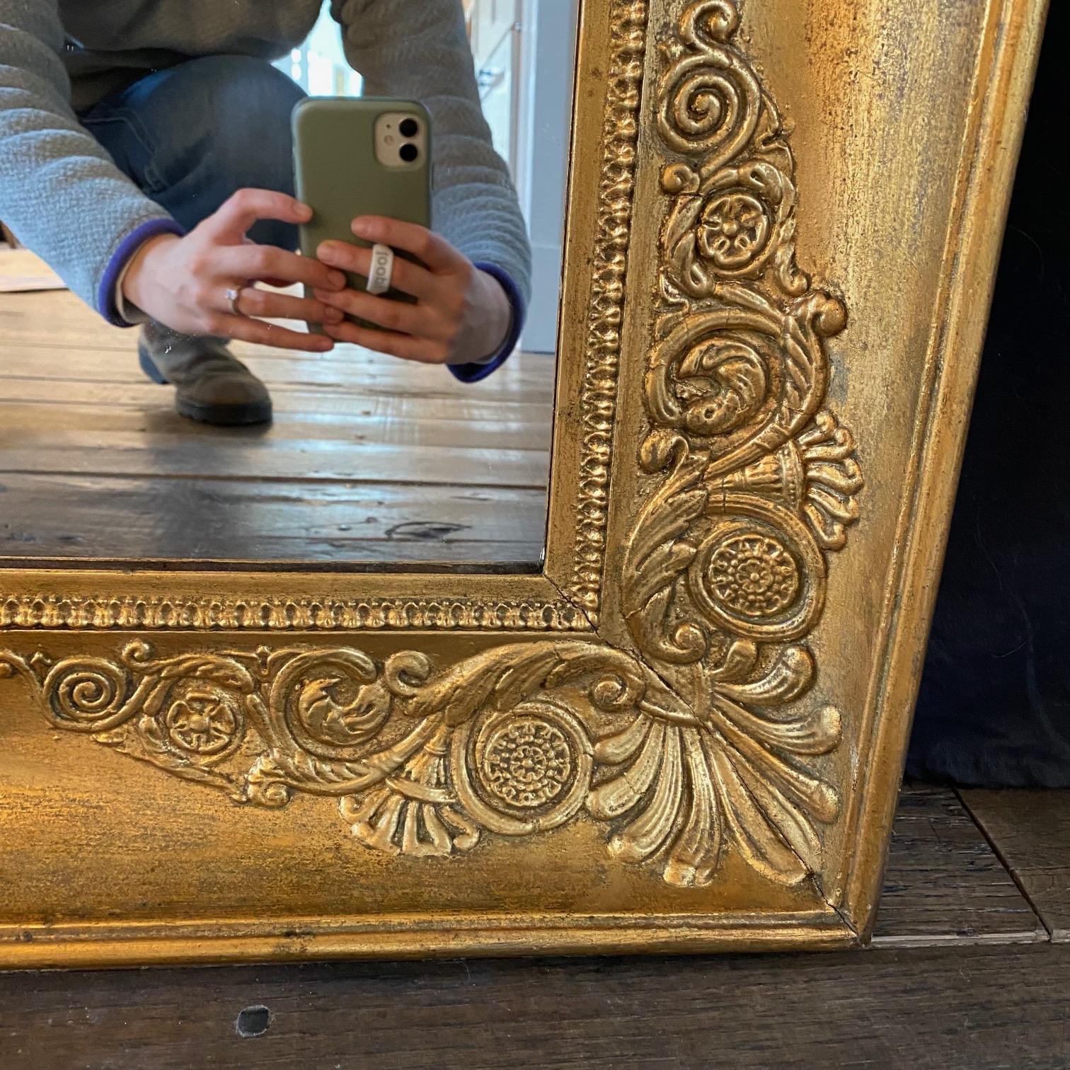 20th Century Large French Empire Style Mirror with Gold Gilt Finish  For Sale