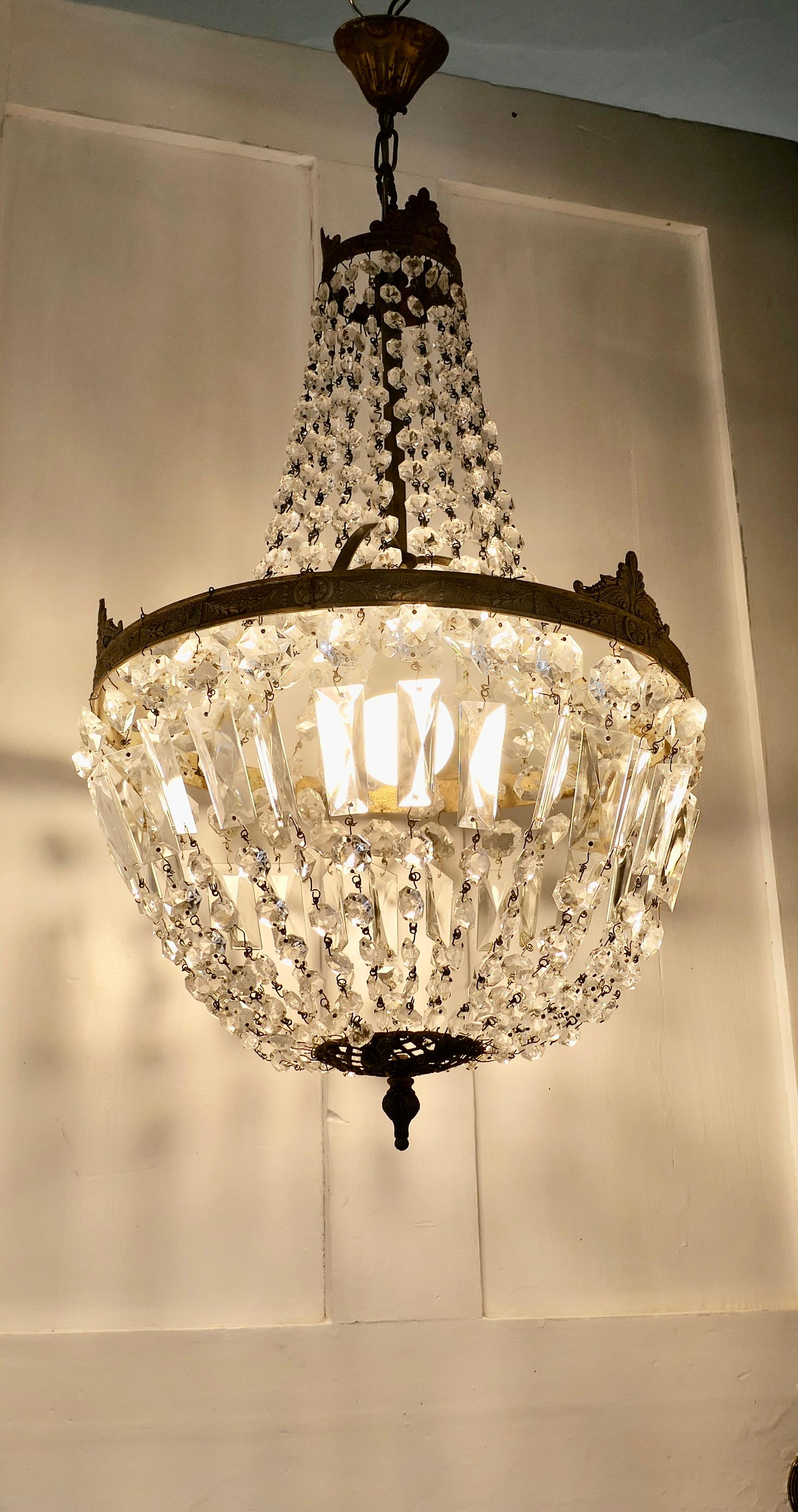 Crystal Large French Empire Style Tent Chandelier For Sale