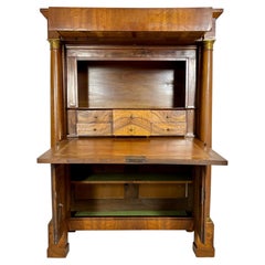 Large French Empire Walnut Secretaire Abattant, Early 20th Century