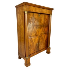 Large French Empire Walnut Secretaire Abattant, Early 20th Century