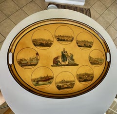 Gran bandeja ovalada de toldo amarillo imperio francés - Principios del siglo XIX