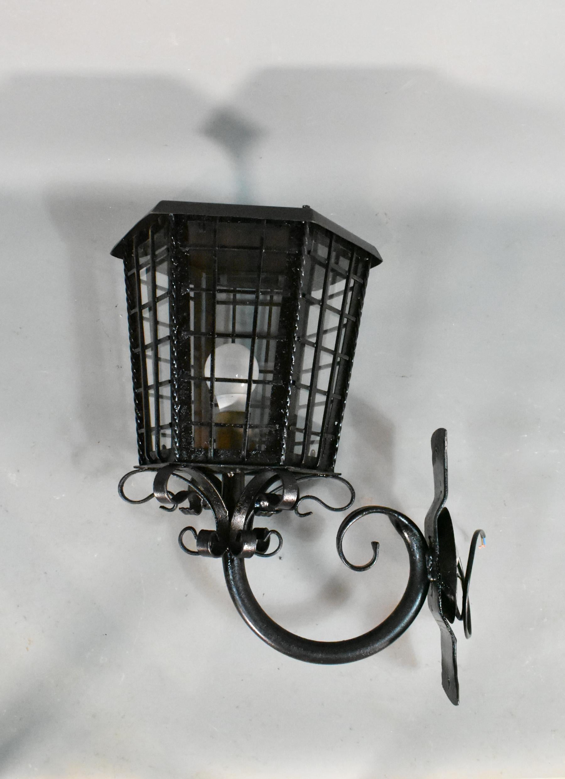 Metalwork Large French Exterior Glazed Cast Iron Lantern