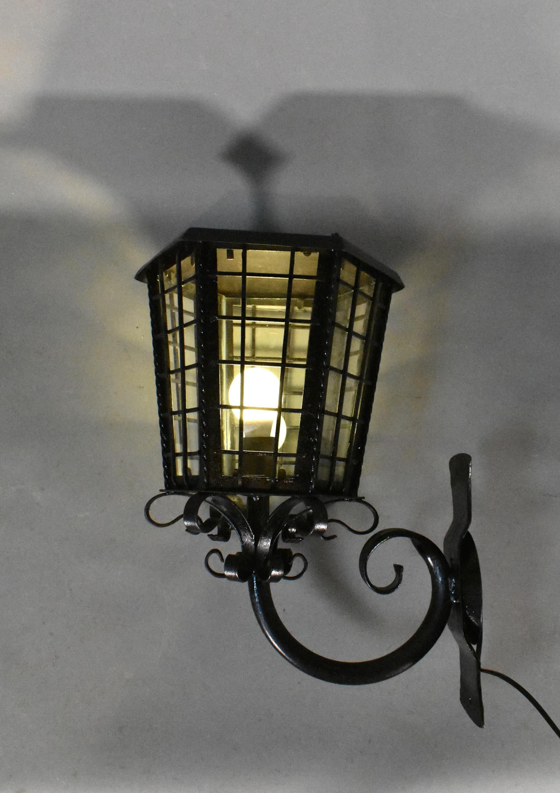 Large French Exterior Glazed Cast Iron Lantern In Good Condition In SAINTE-COLOMBE, FR