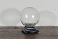 Large French Faceted Glass Apothecary Jar on Wooden Stand, 19th Century