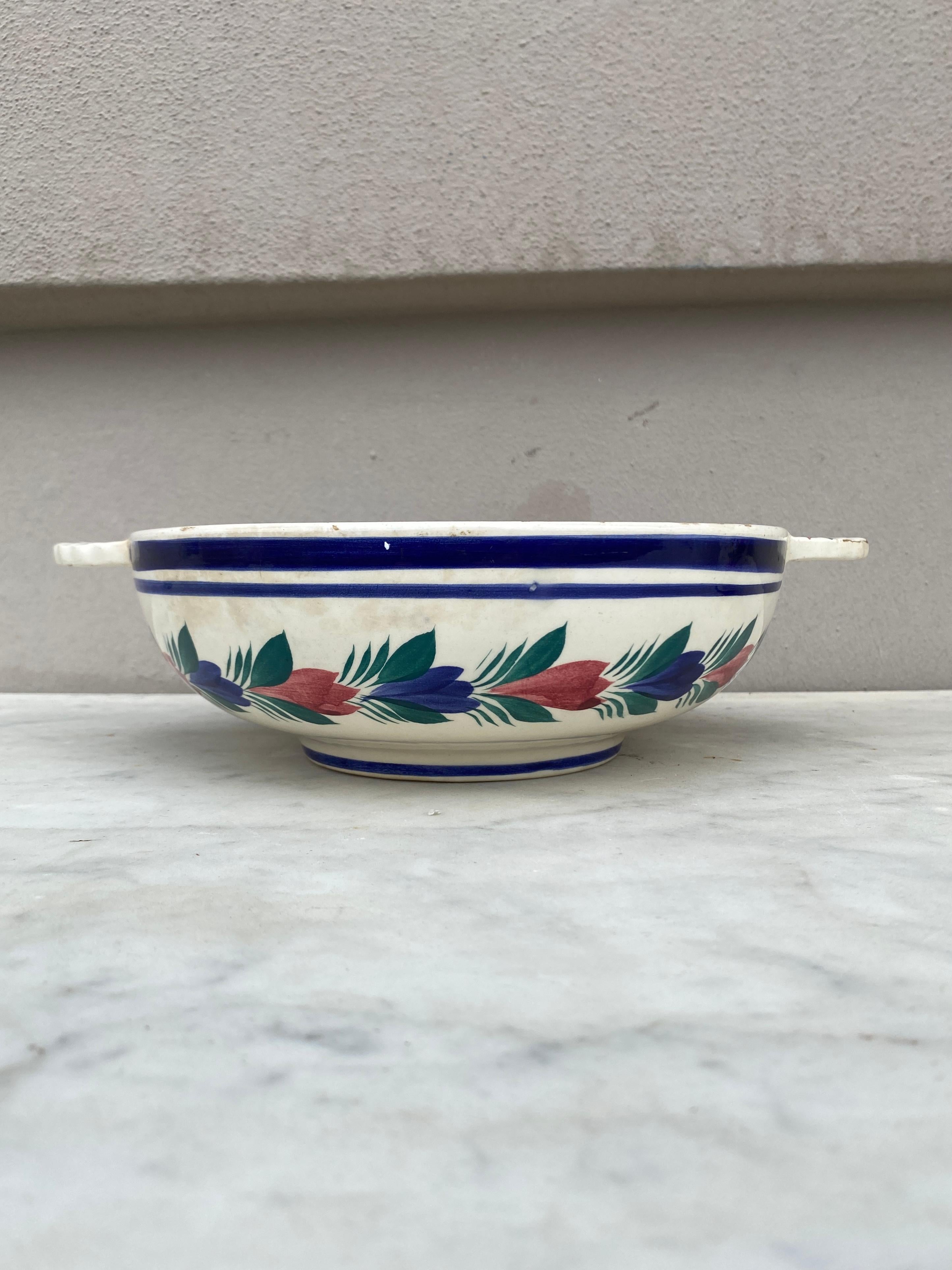 Mid-20th Century Large French Faience Bowl Henriot Quimper, circa 1930 For Sale