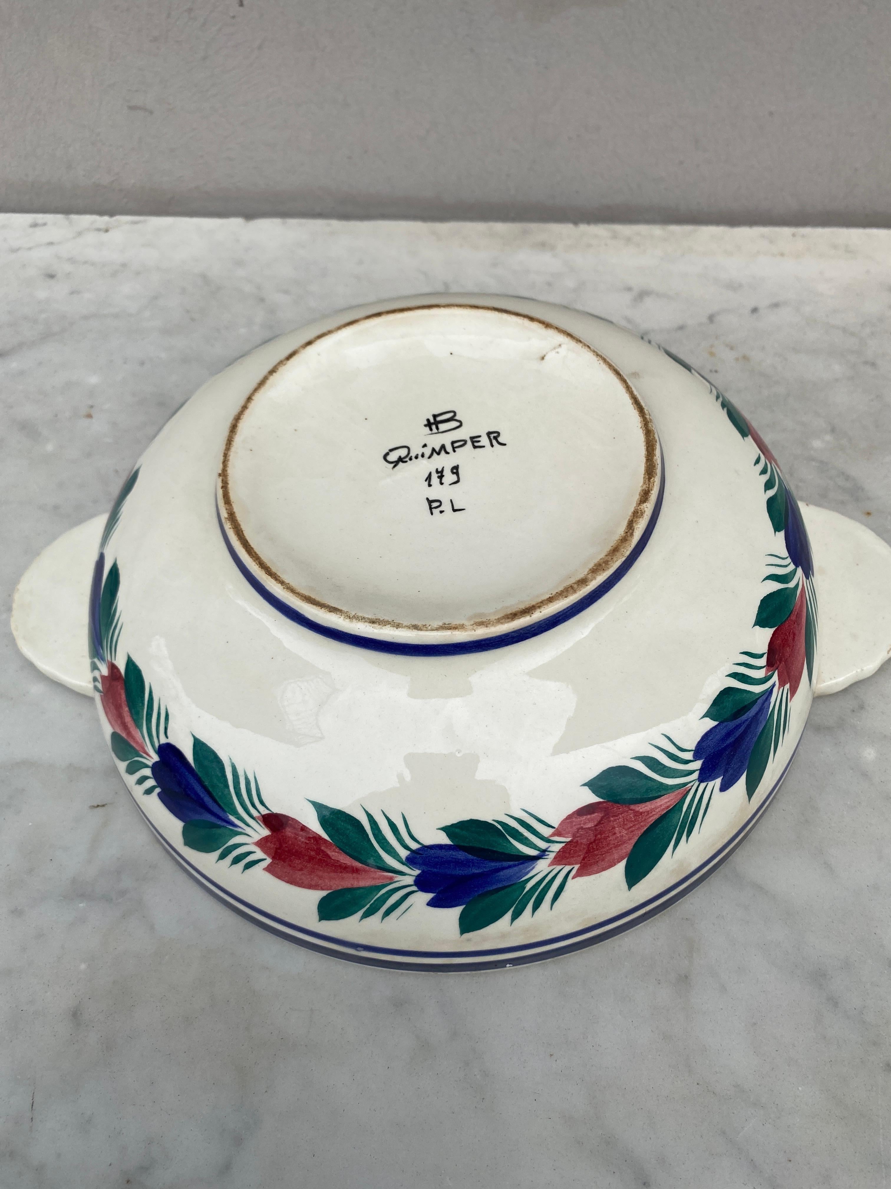 Large French Faience Bowl Henriot Quimper, circa 1930 For Sale 1