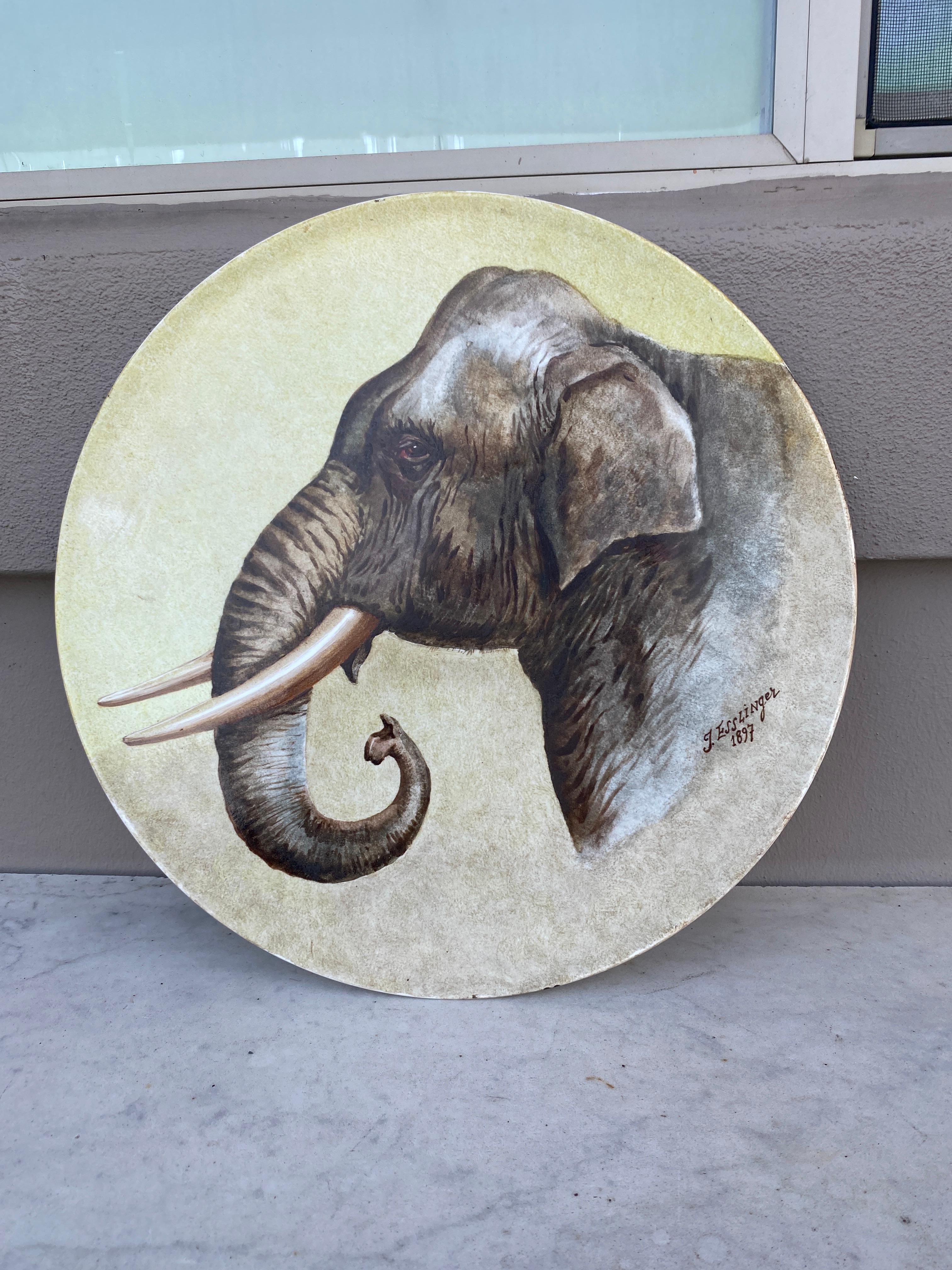 Victorian Large French Faience Elephant Platter, circa 1897 For Sale
