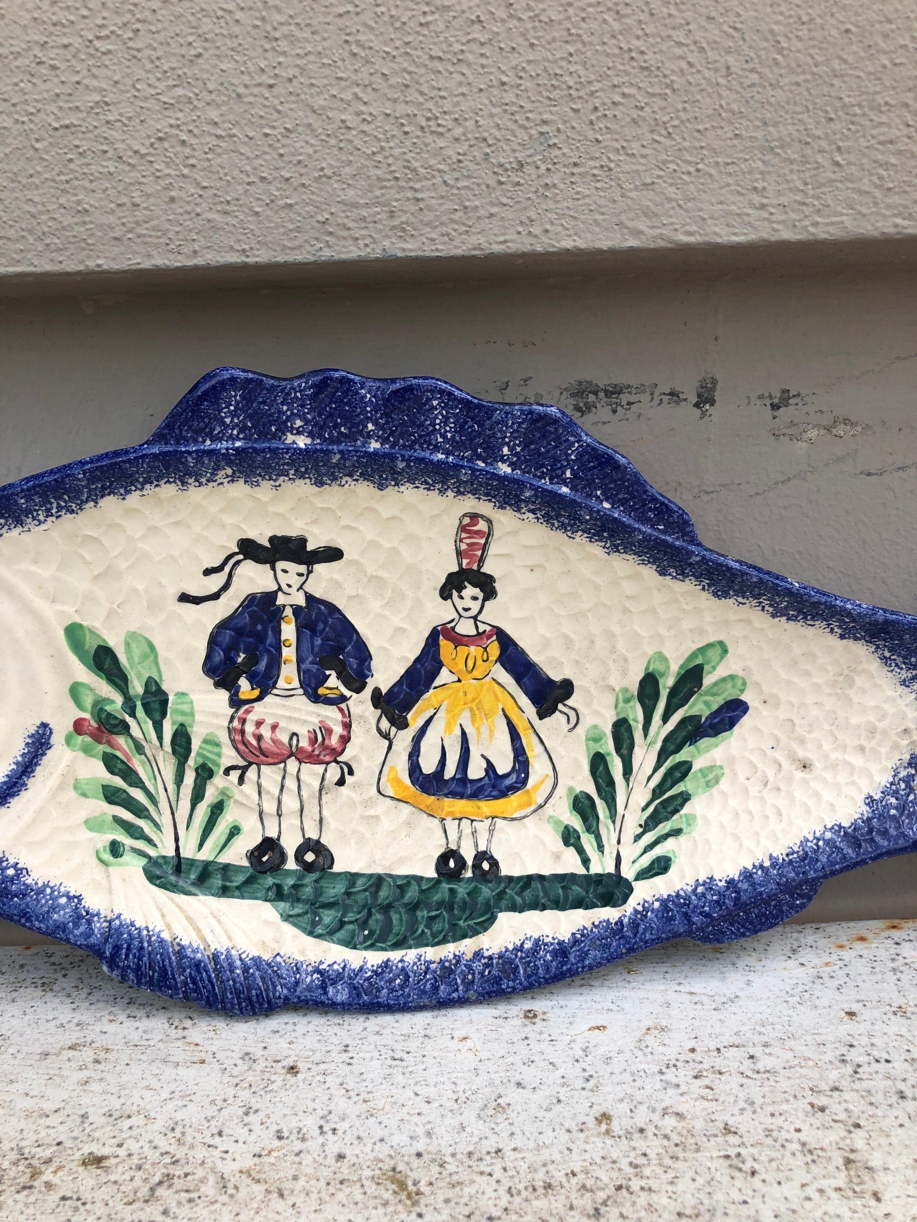 Mid-20th Century Large French Faience Fish Platter, Circa 1950 For Sale