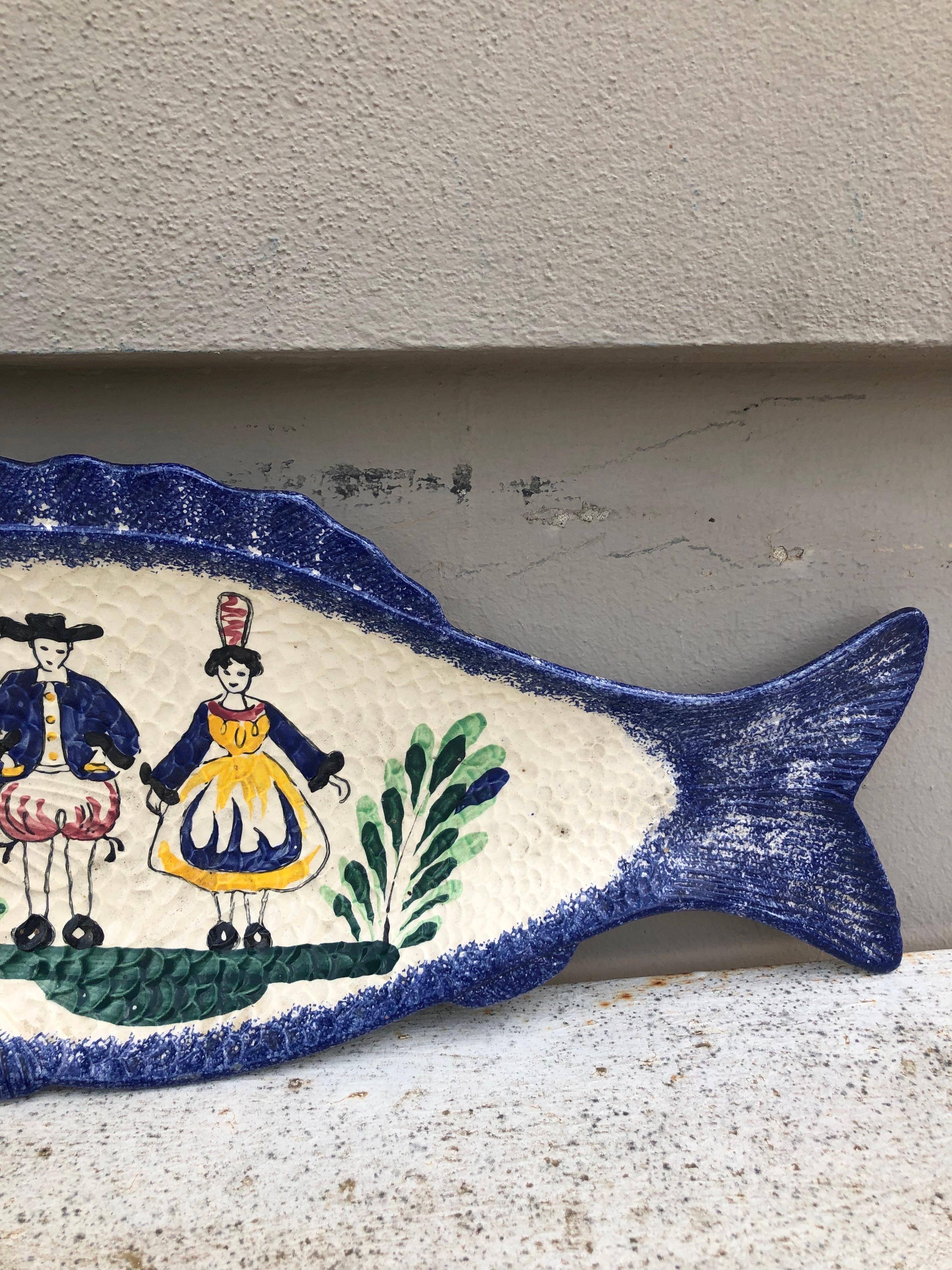Large French Faience Fish Platter, Circa 1950 For Sale 1