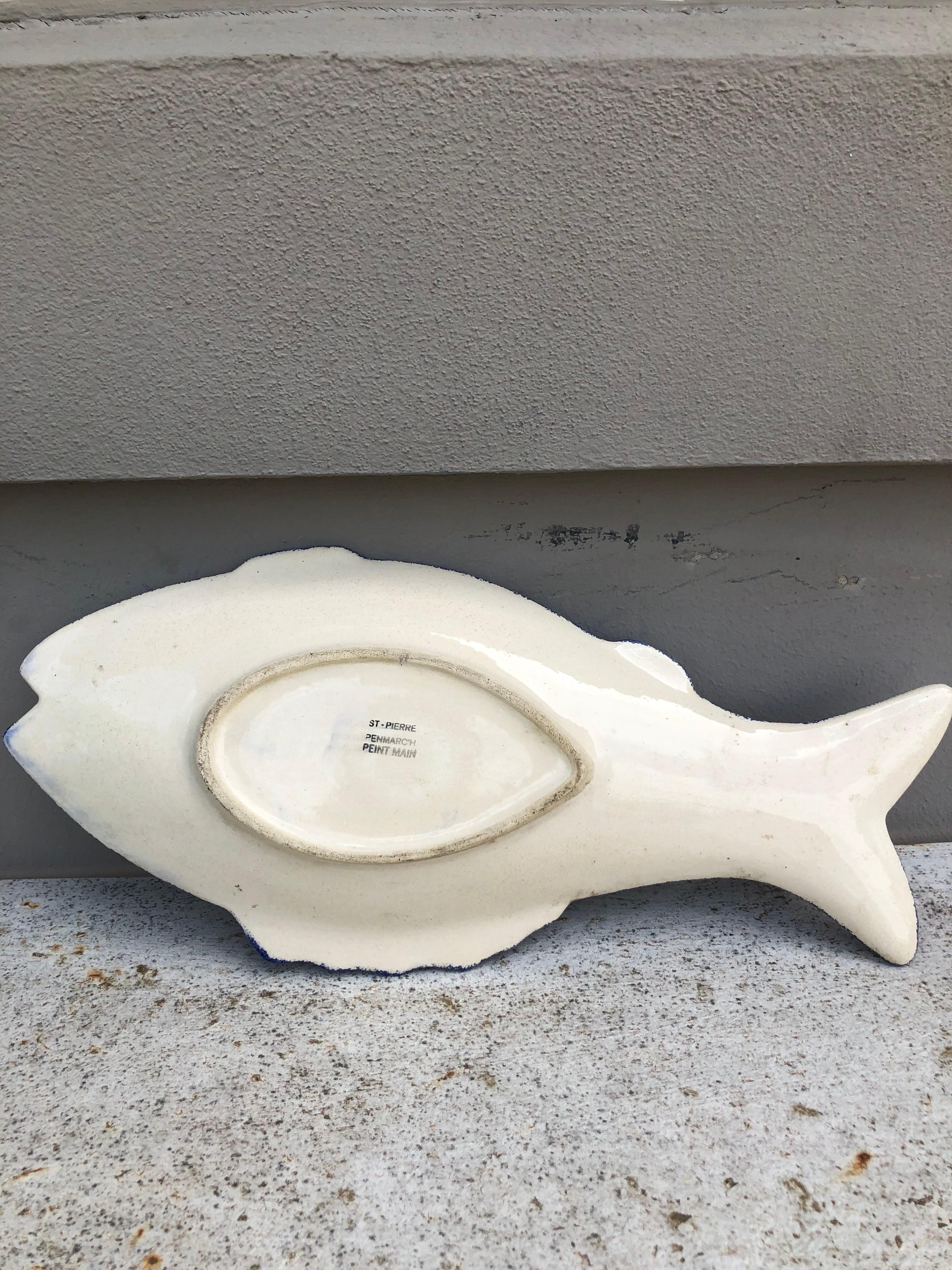 Large French Faience Fish Platter, Circa 1950 For Sale 3