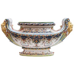 Jardinière di faience francese firmato da Henri Delcourt