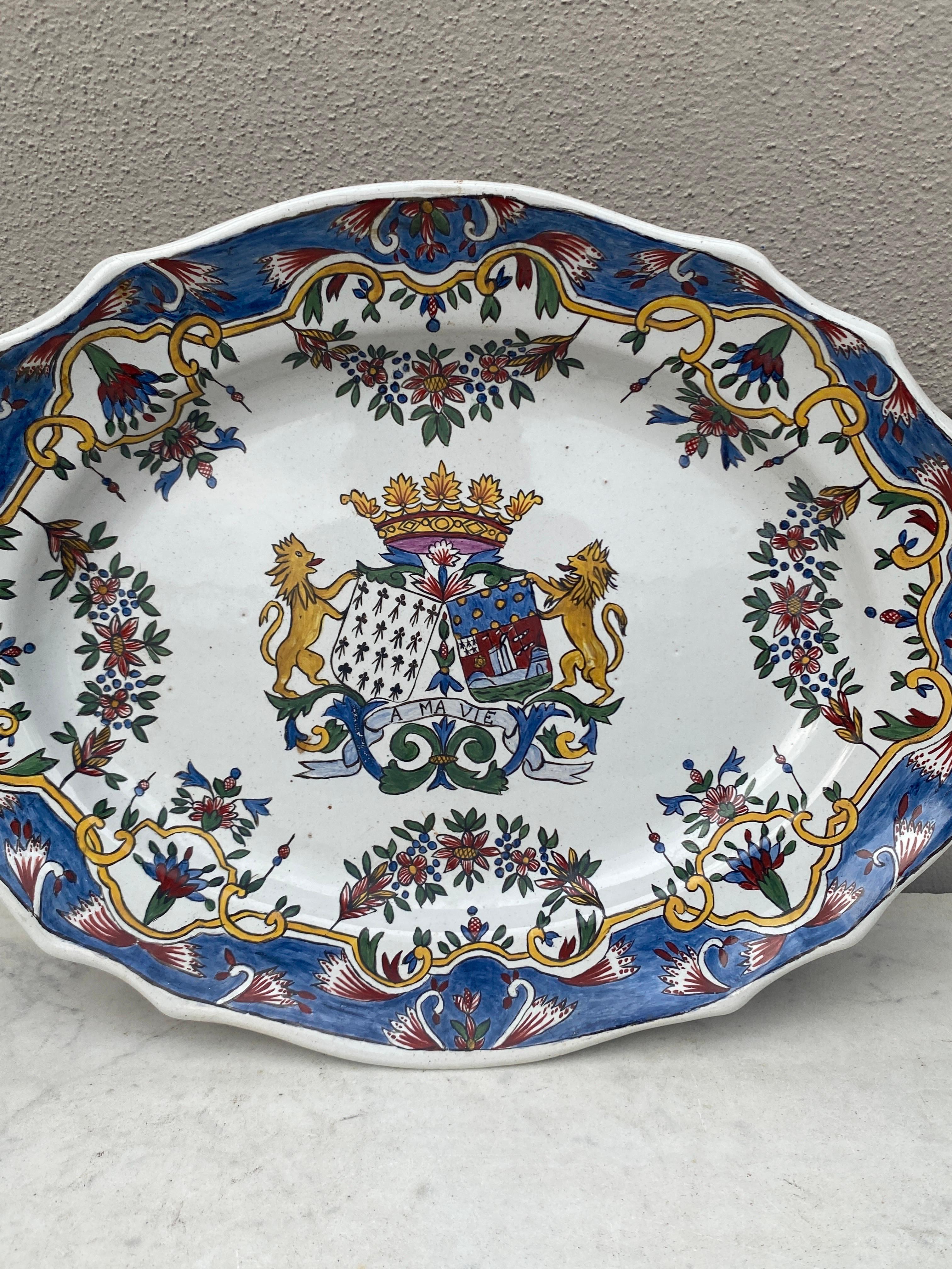 Country Large French Faience Platter Circa 1950 For Sale