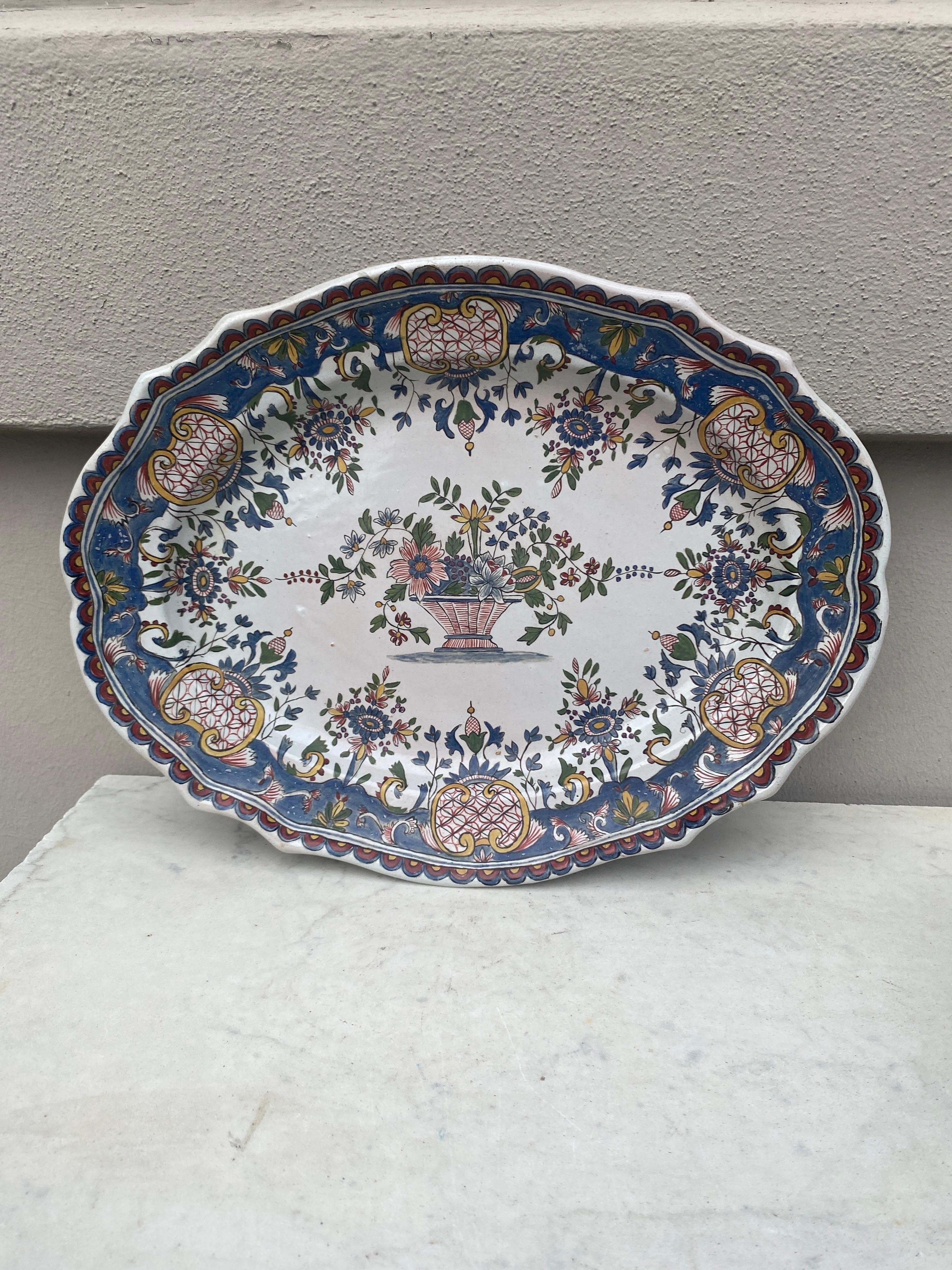 Country Large French Faience Platter Circa 1950 For Sale