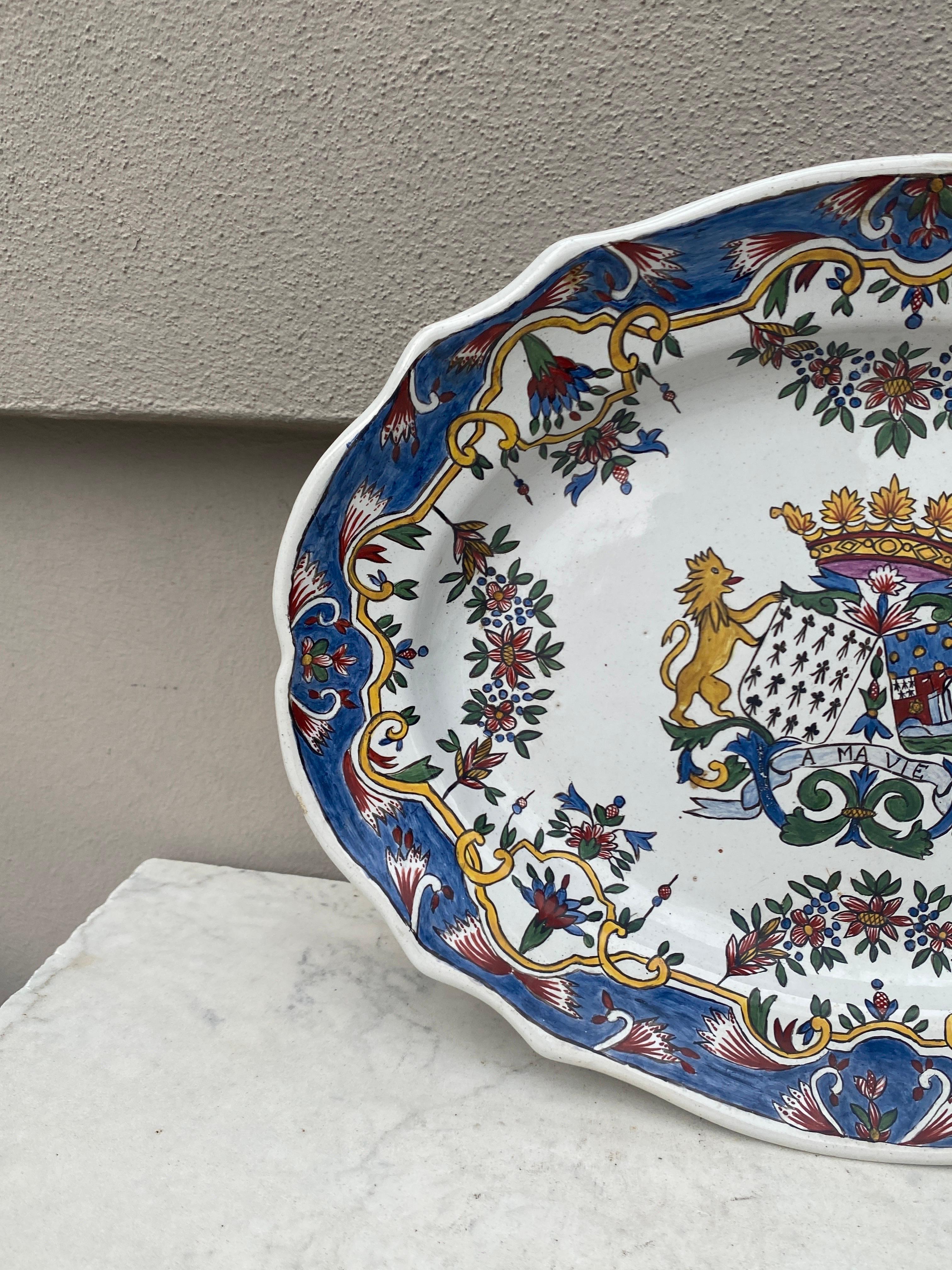 Large French Faience Platter Circa 1950 In Good Condition For Sale In Austin, TX
