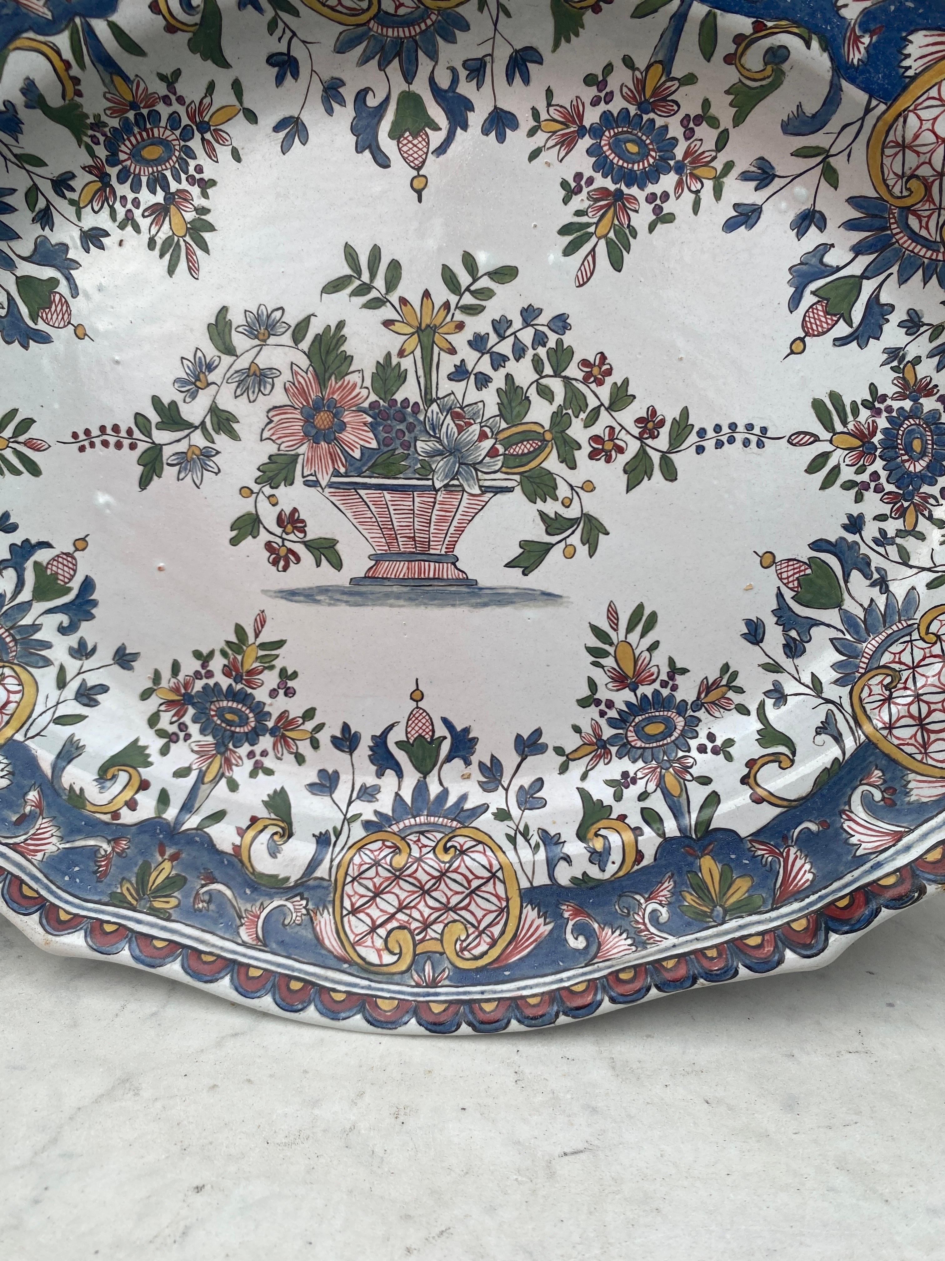 Large French Faience Platter Circa 1950 In Good Condition For Sale In Austin, TX