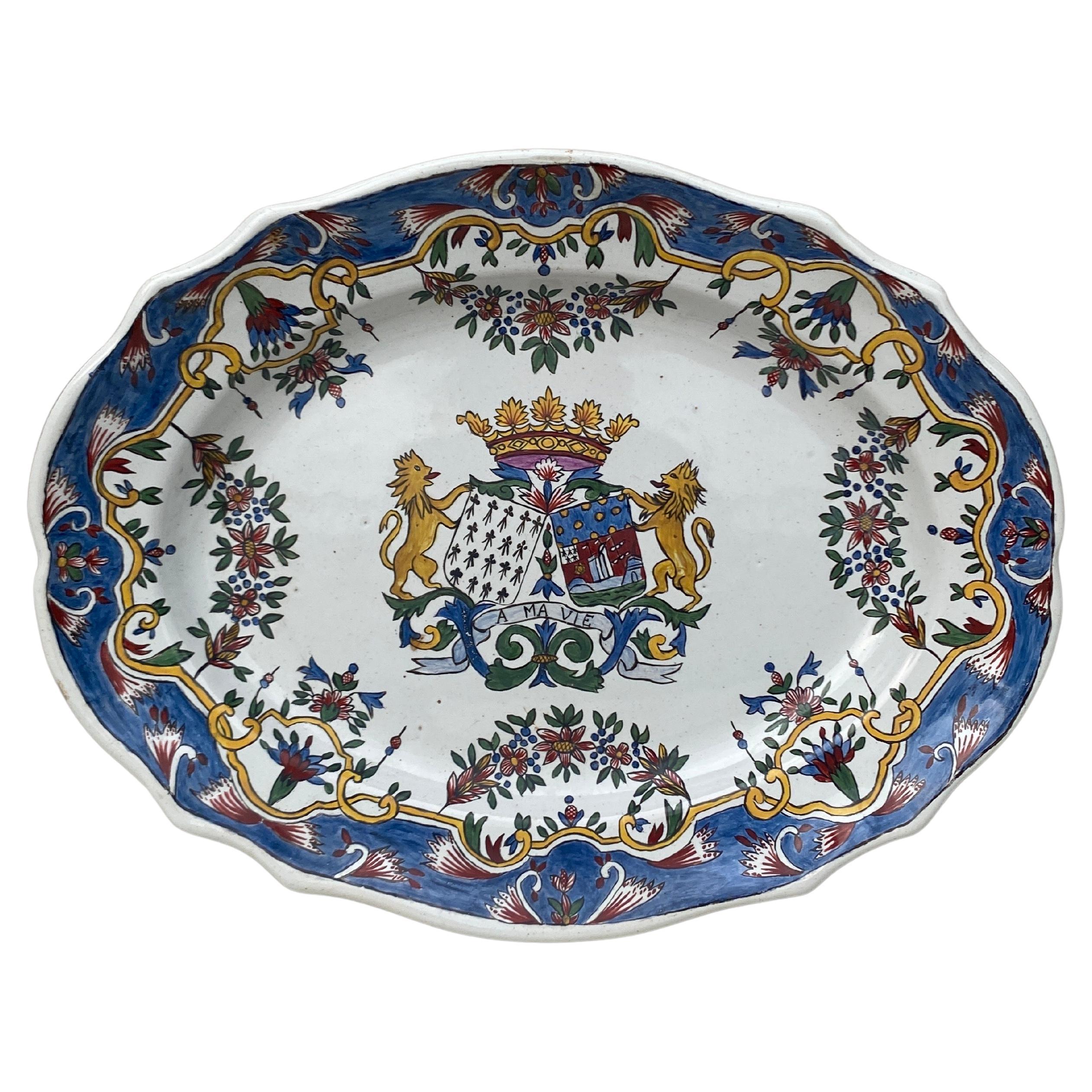 Large French Faience Platter Circa 1950 For Sale