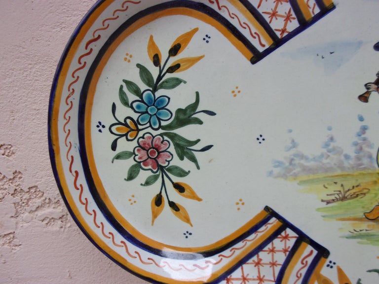 French Provincial Large French Faience Platter HB Quimper, Circa 1920 For Sale