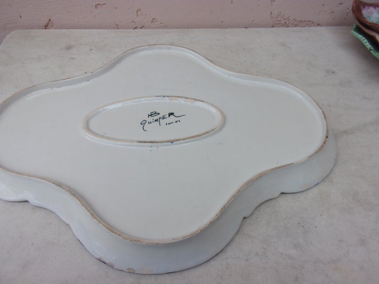 Early 20th Century Large French Faience Platter HB Quimper, Circa 1920 For Sale