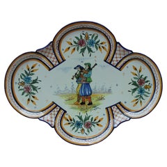 Large French Faience Platter HB Quimper, Circa 1920