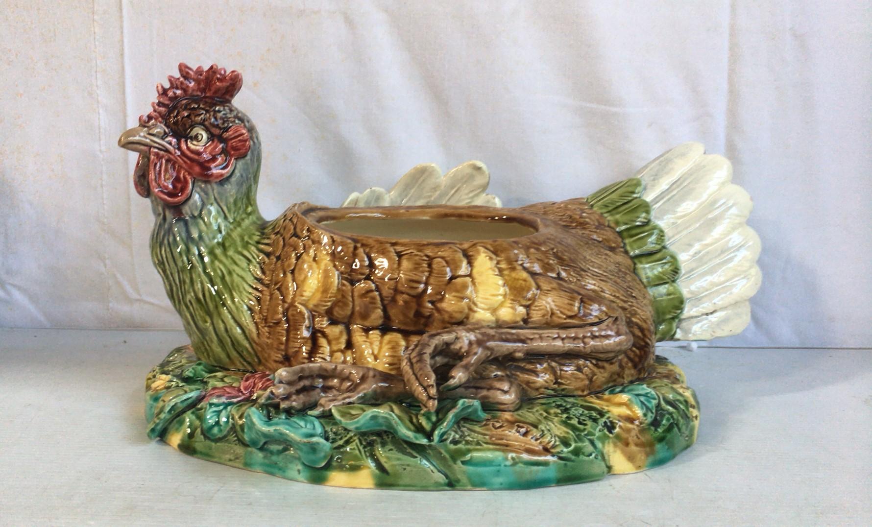 Große französische Fayence-Platte mit Bauernhofsszene, um 1890 im Angebot 3