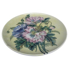 Grand plateau de peupliers en faïence française datant d'environ 1882