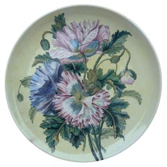 Antique Large French Faience Poppies Platter Circa 1882