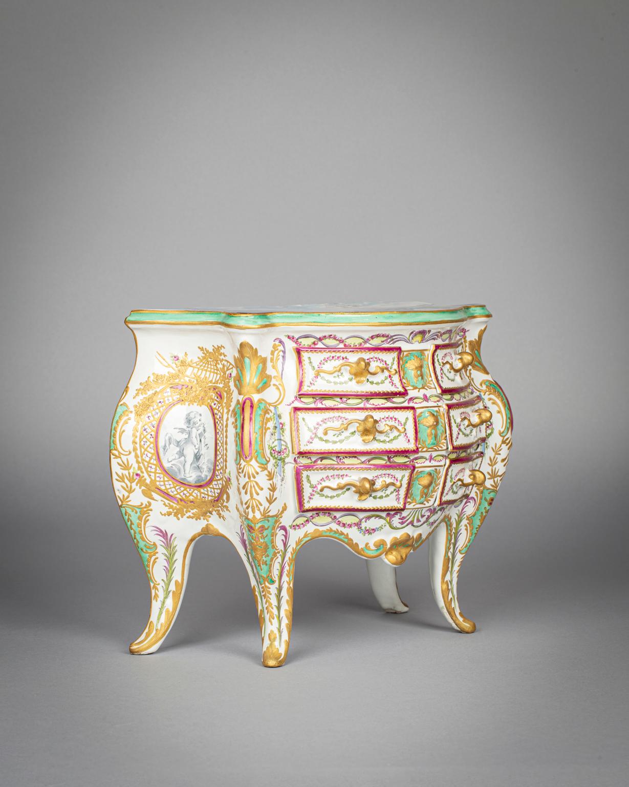 Large French Faience Six Drawer Commode, circa 1890 In Good Condition For Sale In New York, NY