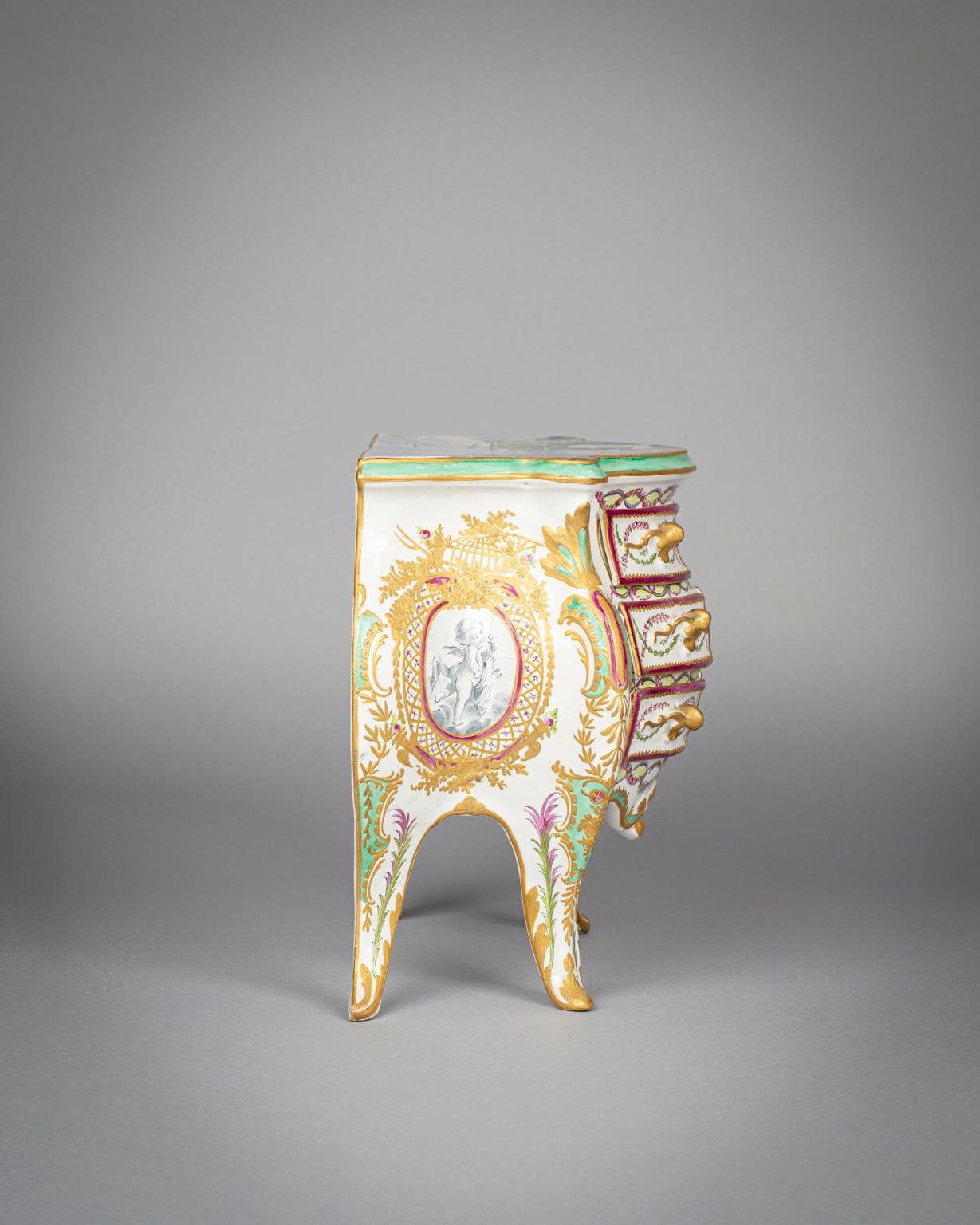 Late 19th Century Large French Faience Six Drawer Commode, circa 1890 For Sale