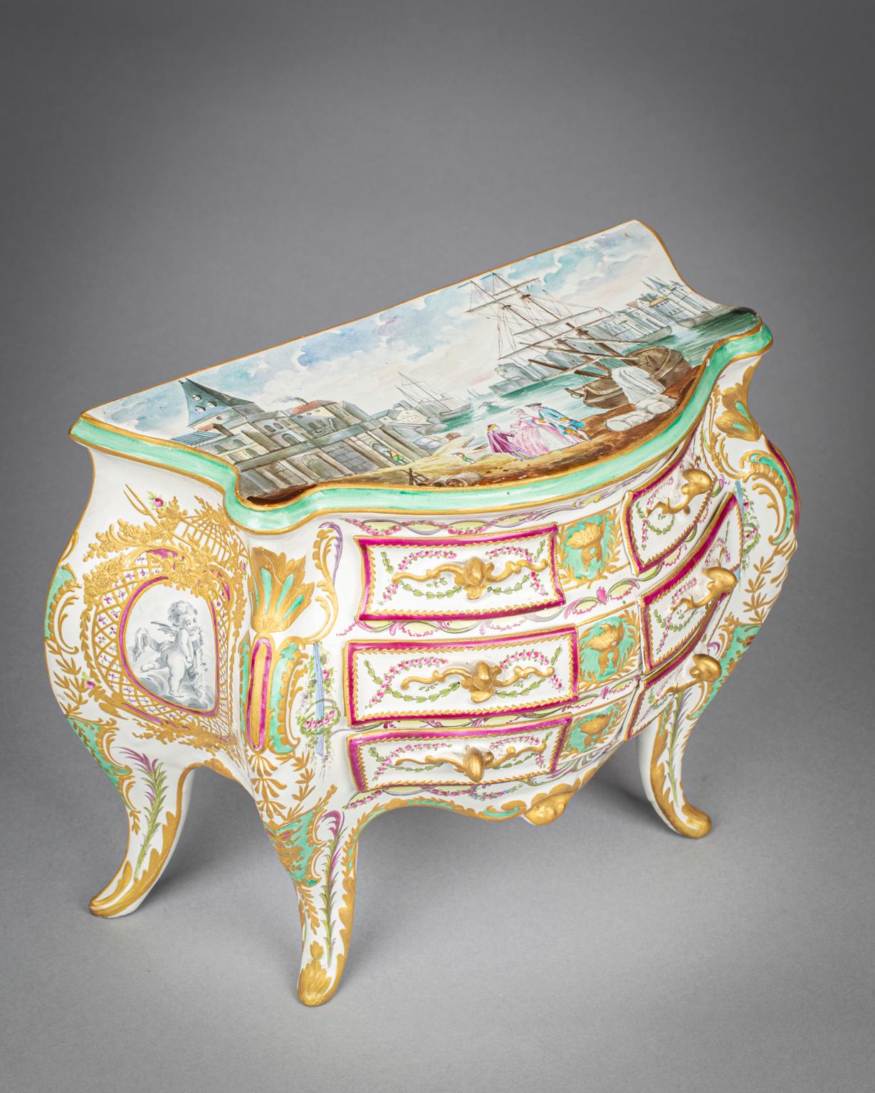 Large French Faience Six Drawer Commode, circa 1890 For Sale 2