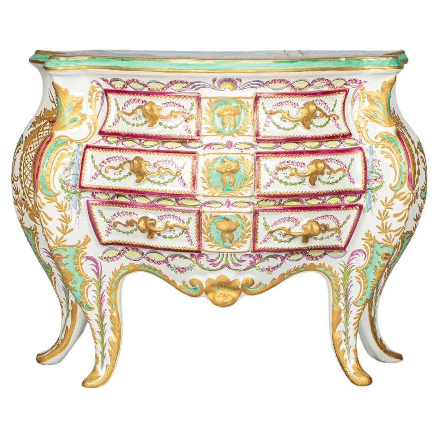 Large French Faience Six Drawer Commode, circa 1890 For Sale