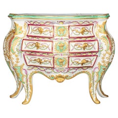 Antique Large French Faience Six Drawer Commode, circa 1890