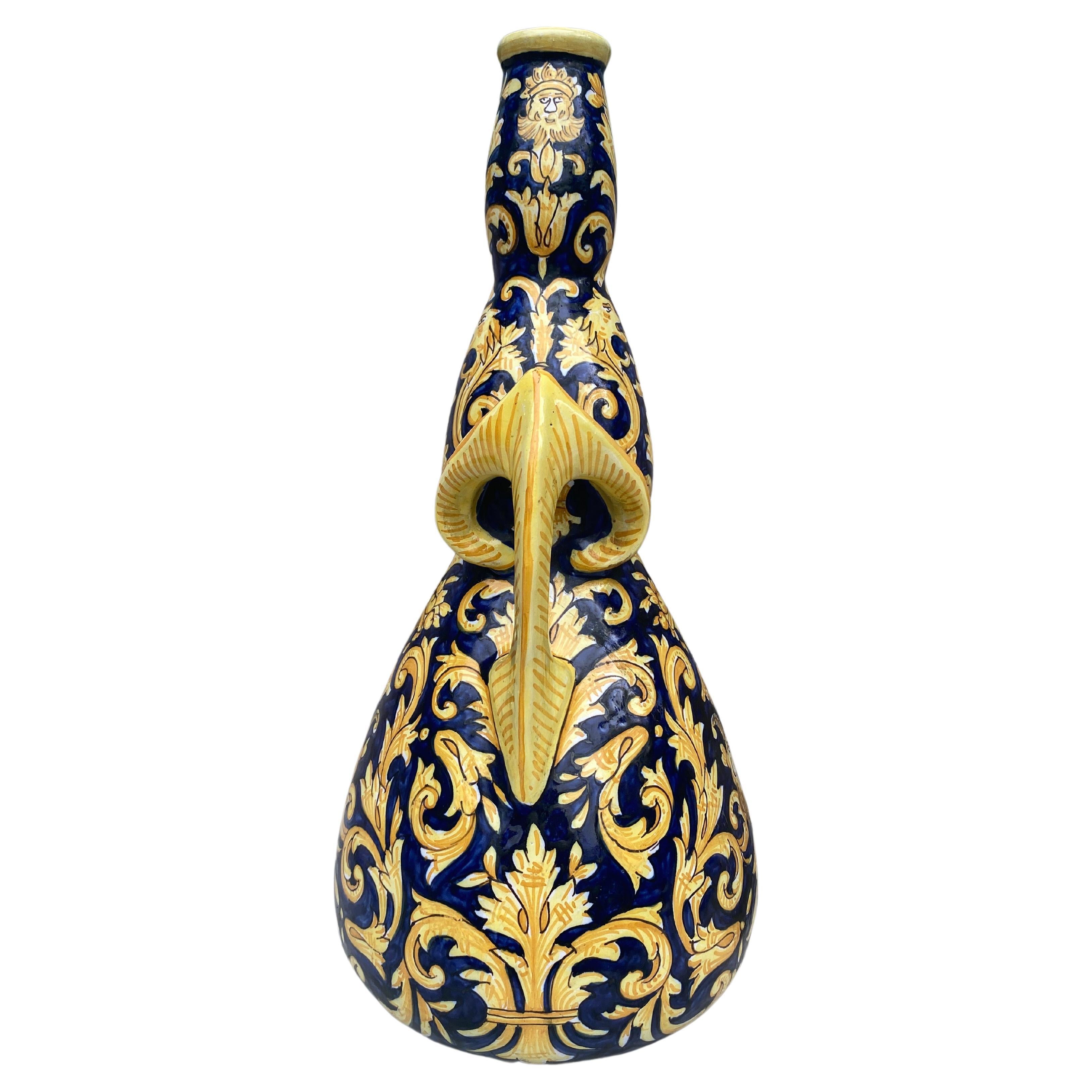 Large French Faience Vase Neo-Renaissance Circa 1900 In Good Condition For Sale In Austin, TX