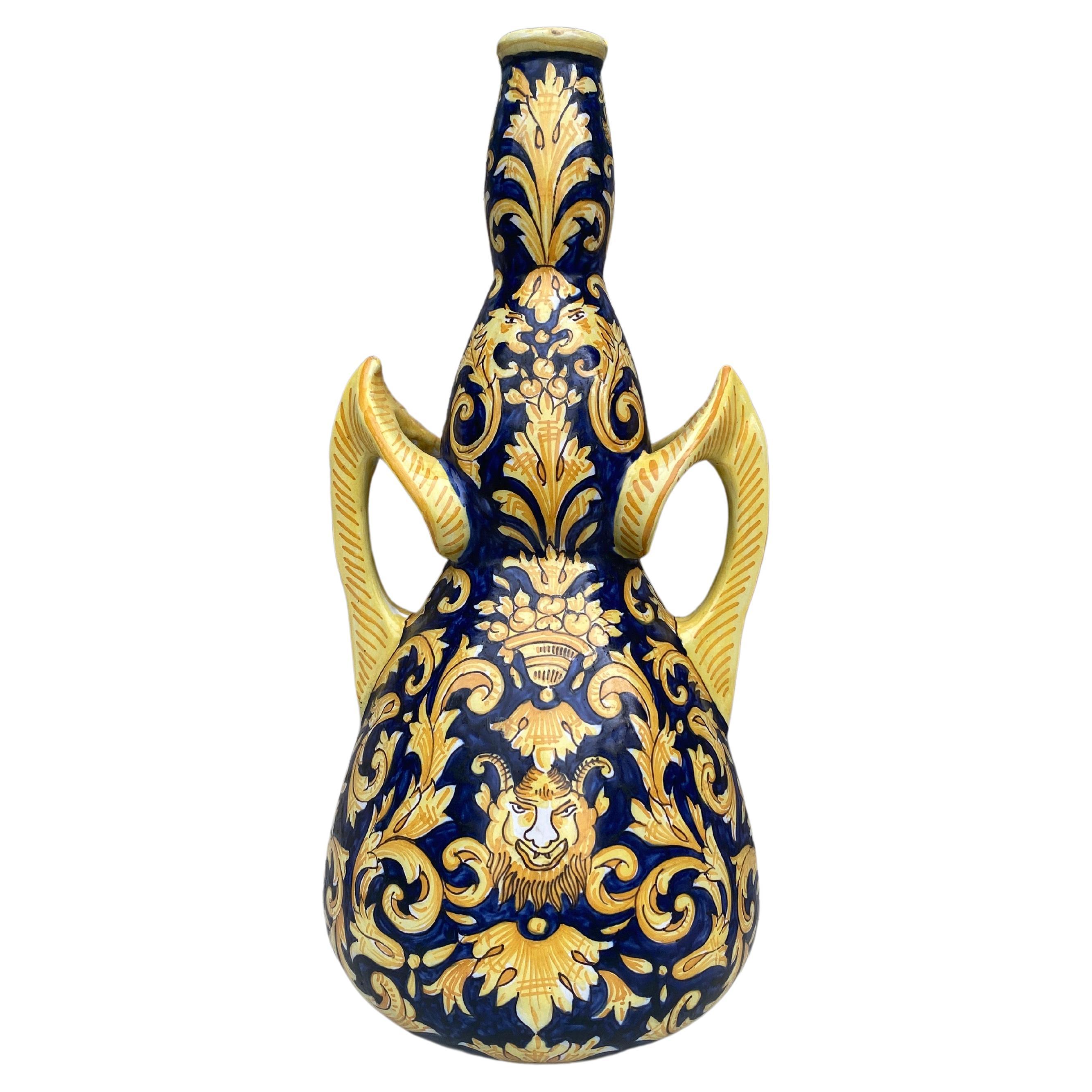 Large French Faience Vase Neo-Renaissance Circa 1900 For Sale