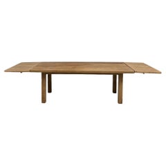 Large french farm table from the 60s, in solid oak, with extensions