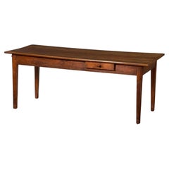 Large French Farm Table of Cherry with Drawer and Pull-Out Bread Board